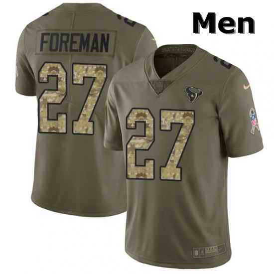 Men Nike Houston Texans 27 DOnta Foreman Limited OliveCamo 2017 Salute to Service NFL Jersey